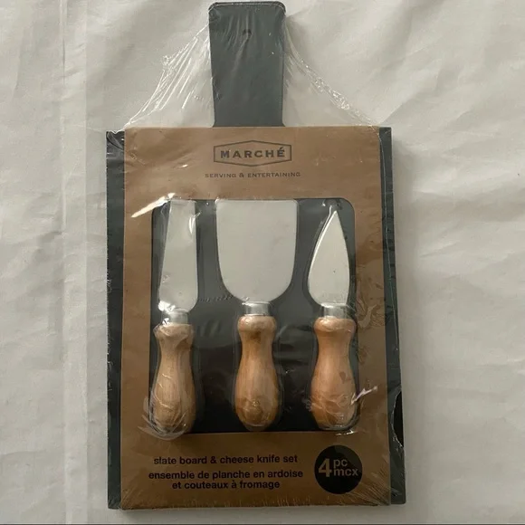 Serving & Entertaining 4 Piece Slate Board & Cheese Knife Set - Picture 5 of 7